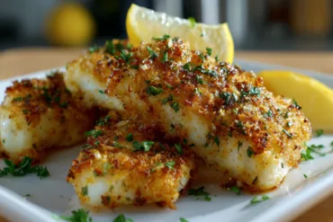 Air Fryer Fish Fillets cooked at 400°F with lemon