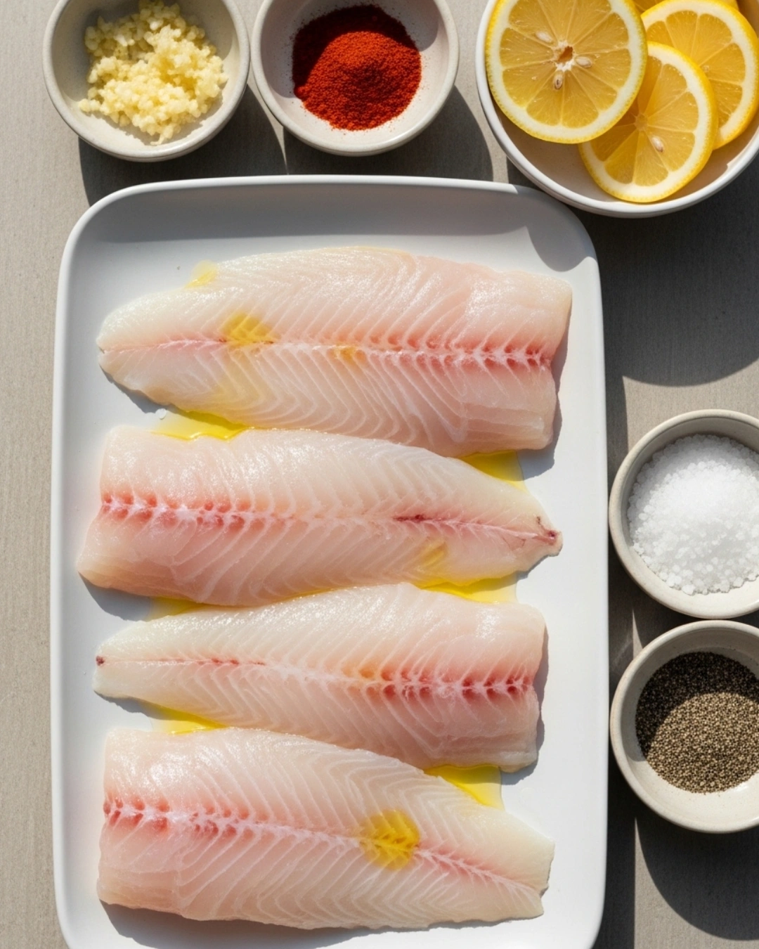 Ingredients for air fryer fish fillets recipe