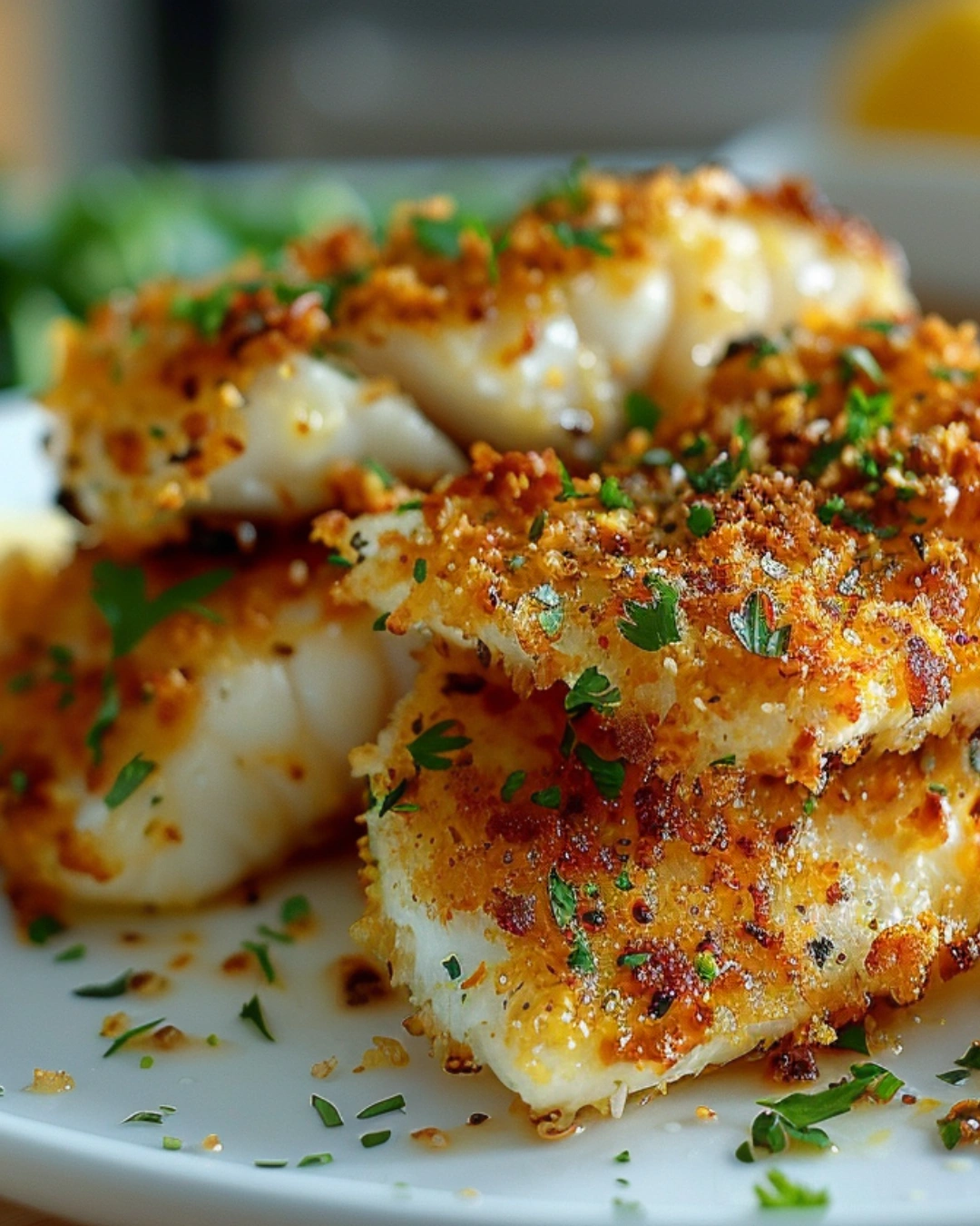 Air fryer fish fillets served with vegetables