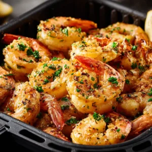 Air Fryer Shrimp with garlic butter and fresh parsley