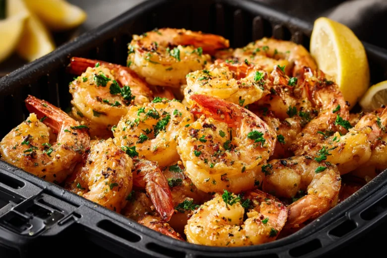 Air Fryer Shrimp with garlic butter and fresh parsley