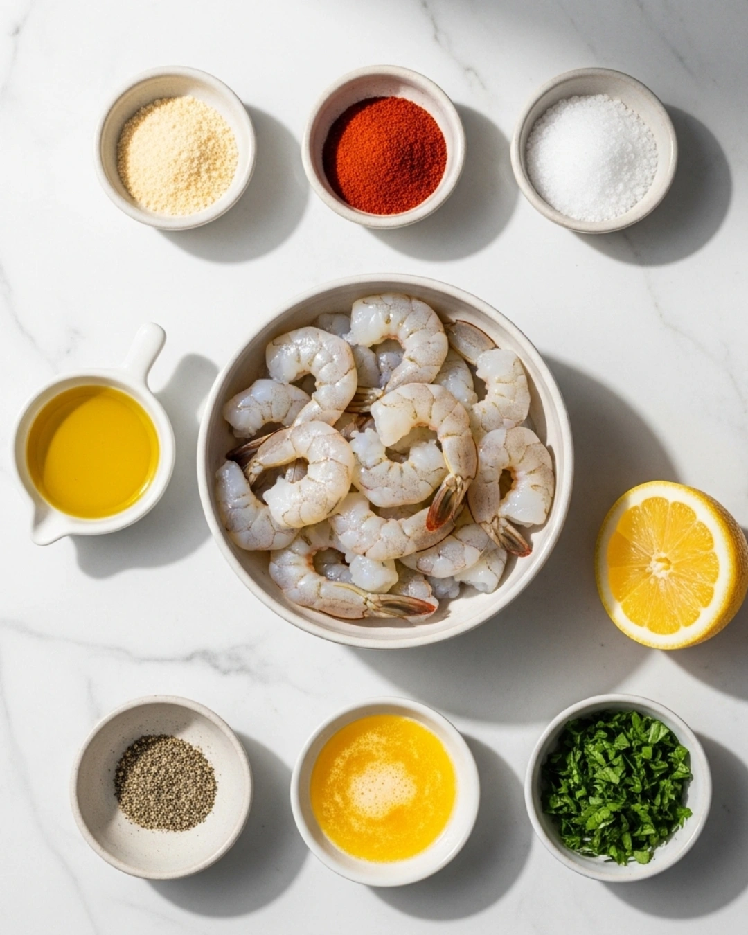 Ingredients for Air Fryer Shrimp with garlic butter seasoning