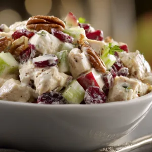 Apple Cranberry Chicken Salad with pecans and creamy dressing