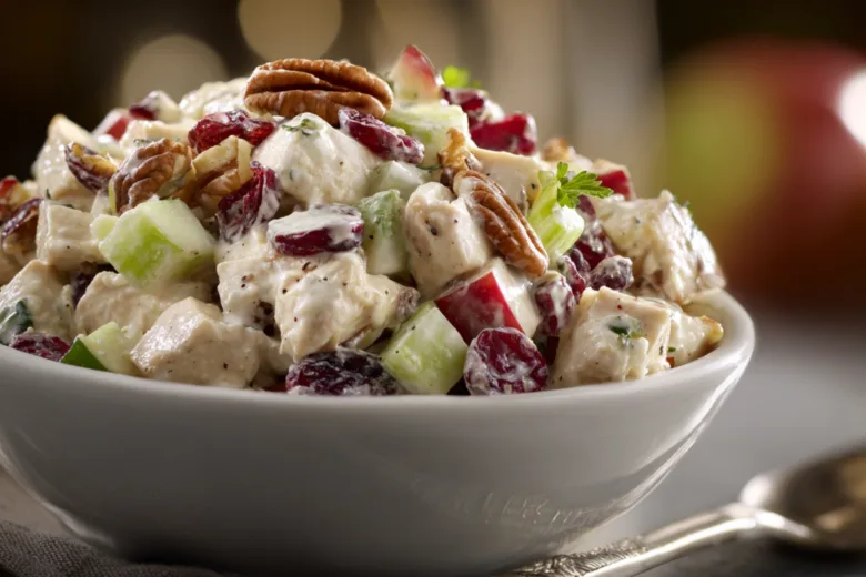 Apple Cranberry Chicken Salad with pecans and creamy dressing