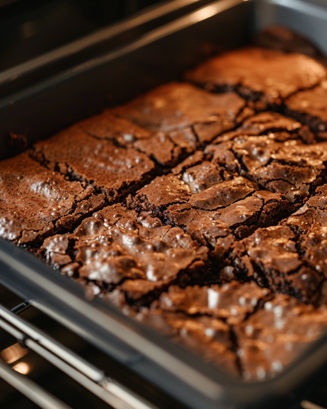 brownies baking in oven