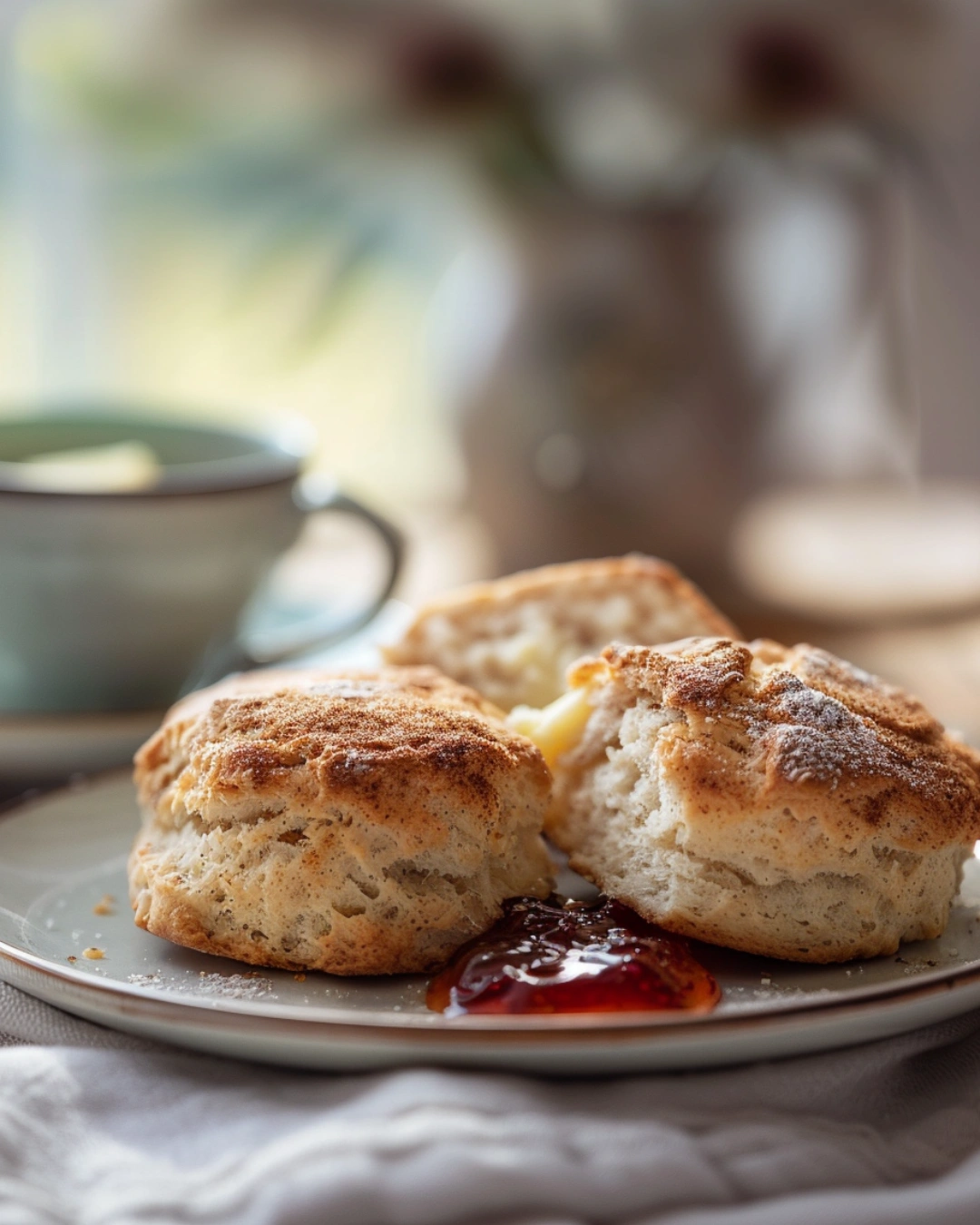 Serving Cinnamon Scones Recipe with butter and jam