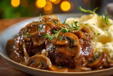 Crockpot Salisbury steak with mushroom gravy