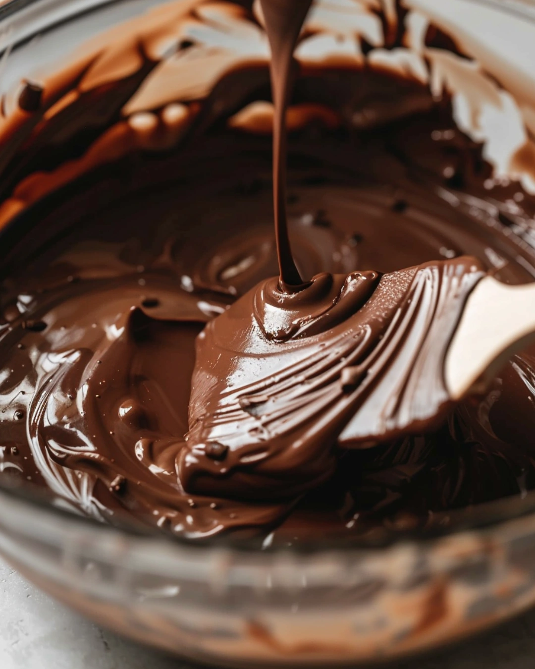 Folding whipped cream into chocolate mixture for raspberry chocolate mousse cups