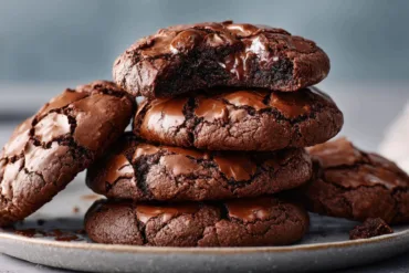 fudge chocolate brownie cookies with crackled tops
