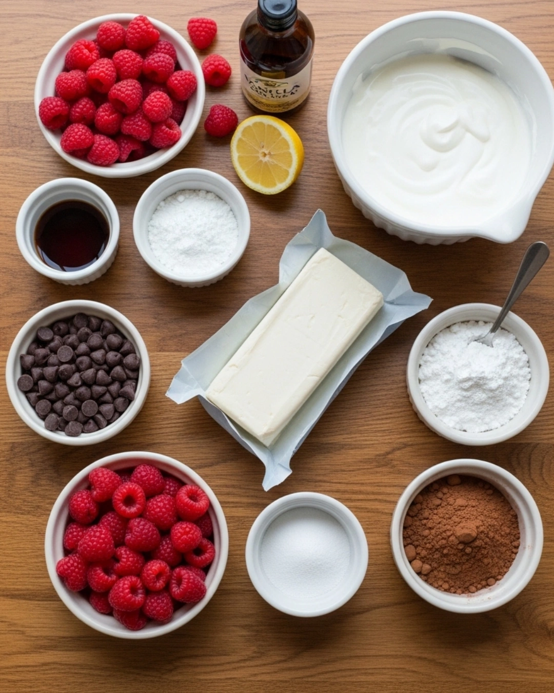 Ingredients for Marry Me No Bake Raspberry Chocolate Mousse Cups