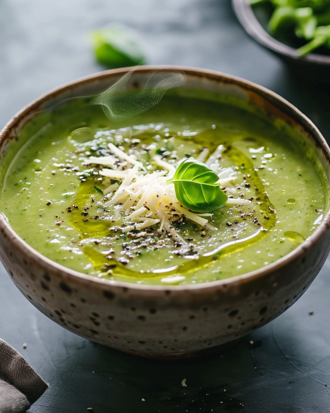 Traditional Italian broccoli soup served with bread