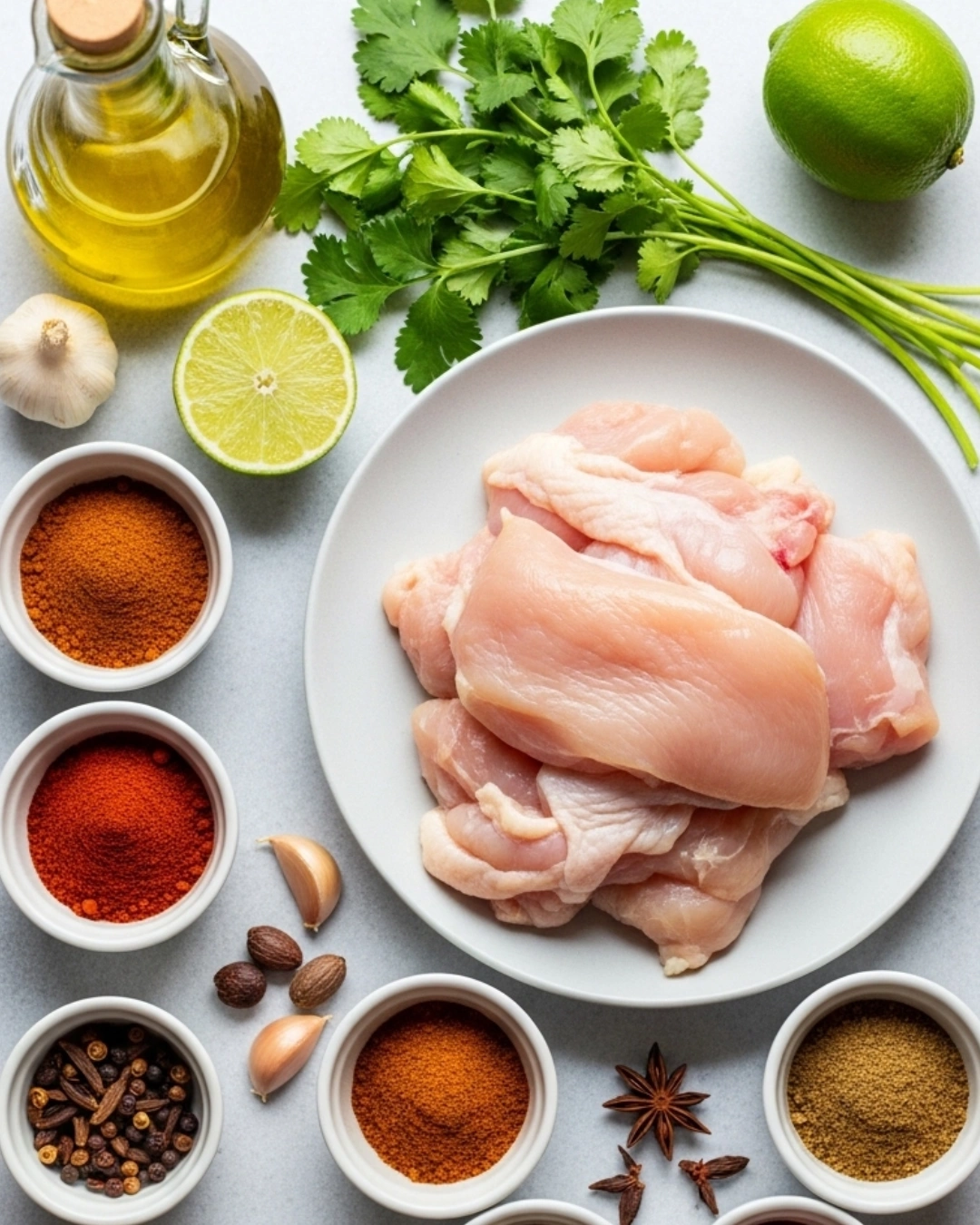 ingredients for best mexican chicken marinade with spices and lime