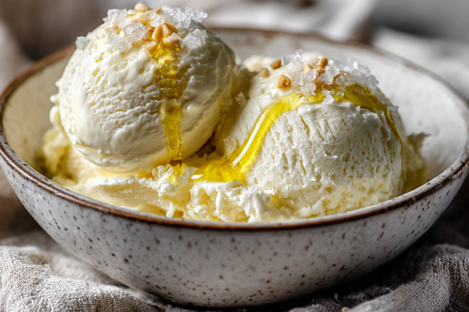 Olive Oil Ice Cream: 5 Luxurious Secrets for Creamy Perfection 2 Olive Oil Ice Cream with golden olive oil drizzle