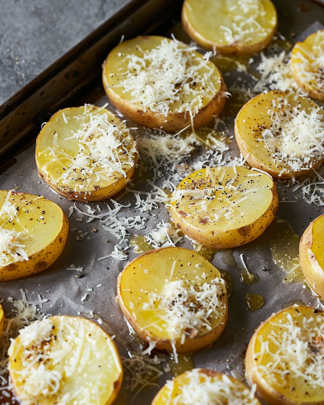 preparing crispy garlic parmesan potatoes