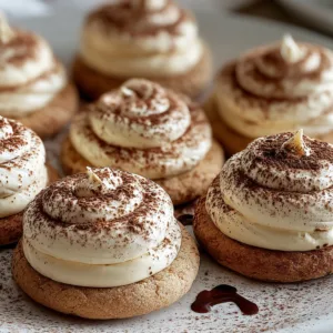 tiramisu cookies recipe easy with mascarpone frosting and cocoa dusting