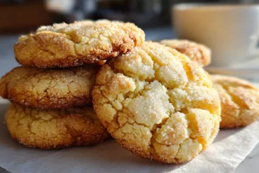 coffee butter cookies soft and golden with cup of coffee