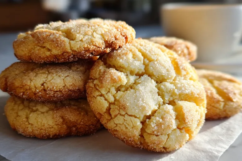 coffee butter cookies soft and golden with cup of coffee