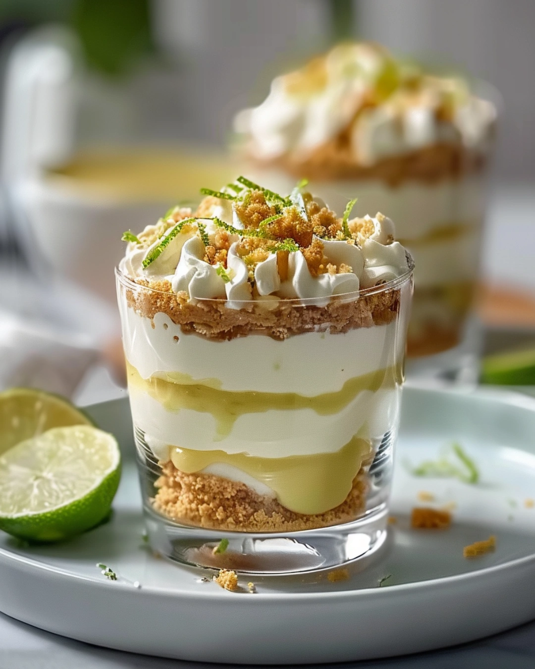Key lime pie trifle served in dessert cups
