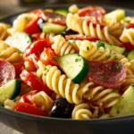 best pasta salad in bowl with fresh ingredients