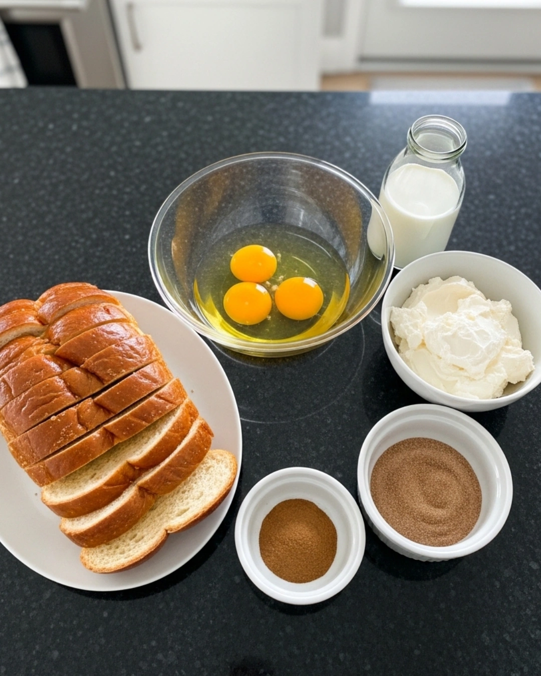 ingredients for churro stuffed french toast recipe