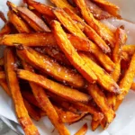crispy oven baked sweet potato fries top view
