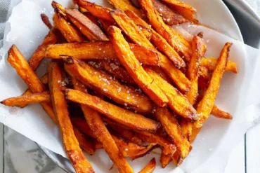 crispy oven baked sweet potato fries top view