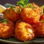 crispy shrimp balls golden fried appetizer with dipping sauce