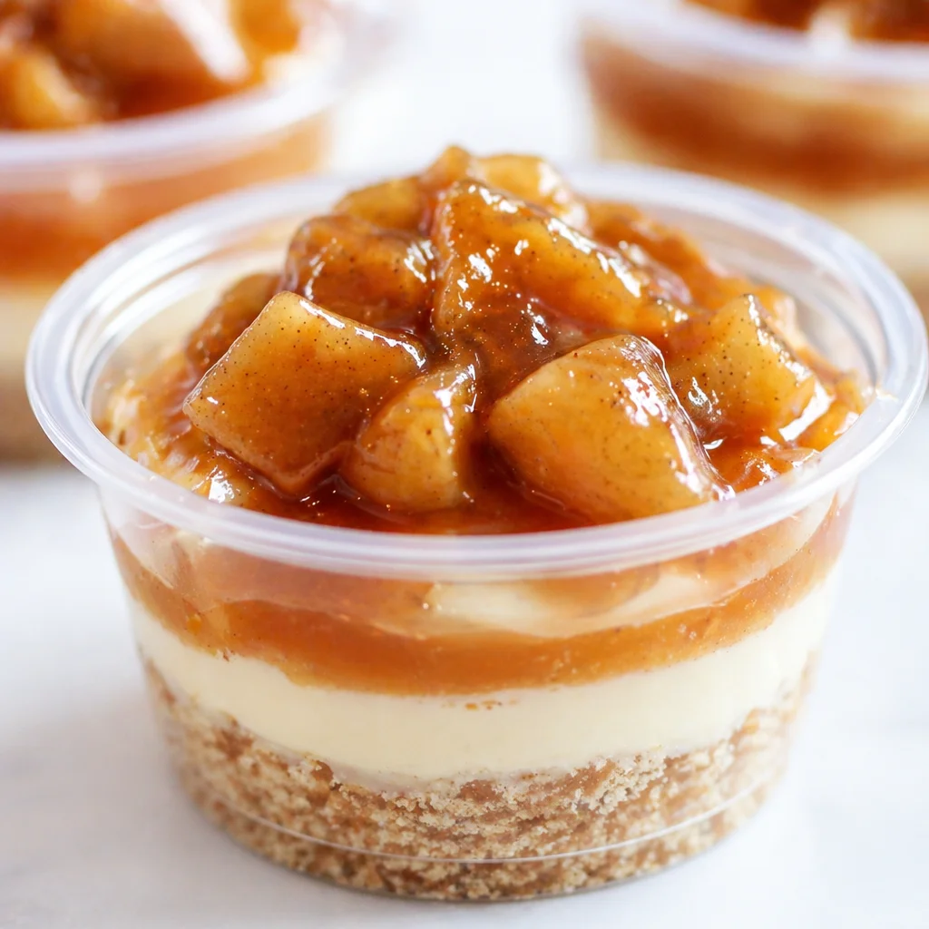 Delicious Apple Dessert Cups with caramel, cinnamon, and creamy layers.
