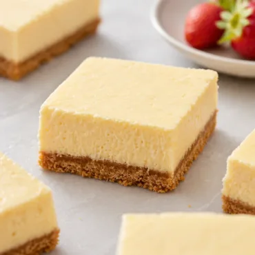 Delicious Easy Cheesecake Bars with creamy filling and graham cracker crust