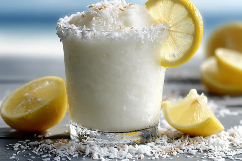frozen coconut lemonade creamy summer drink with lemon
