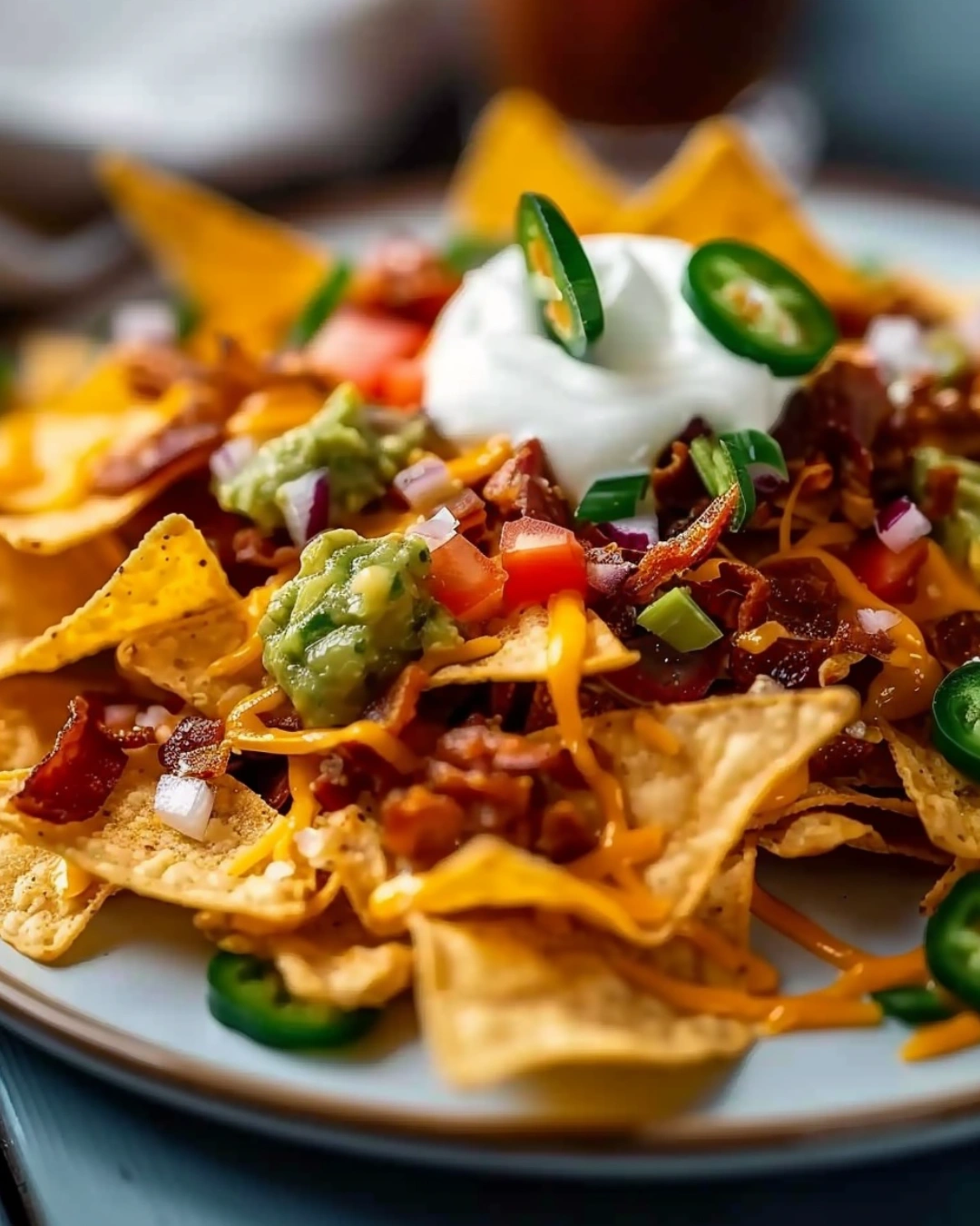 loaded nachos served with toppings