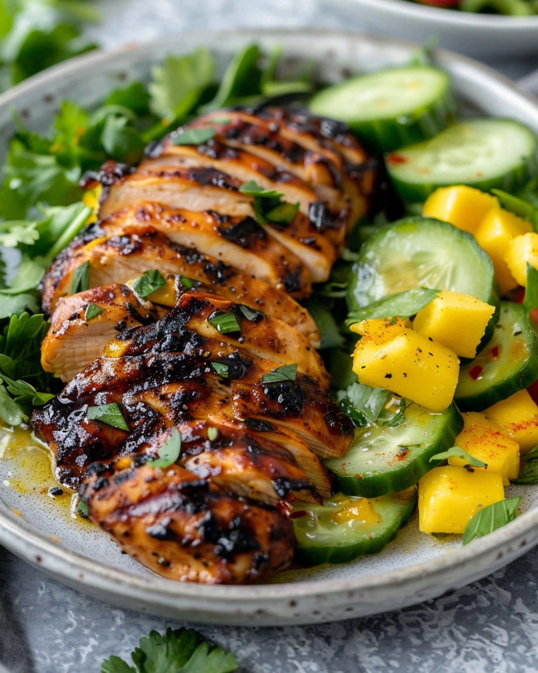 mango cucumber salad serving idea