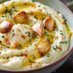 mashed potatoes with roasted garlic creamy bowl