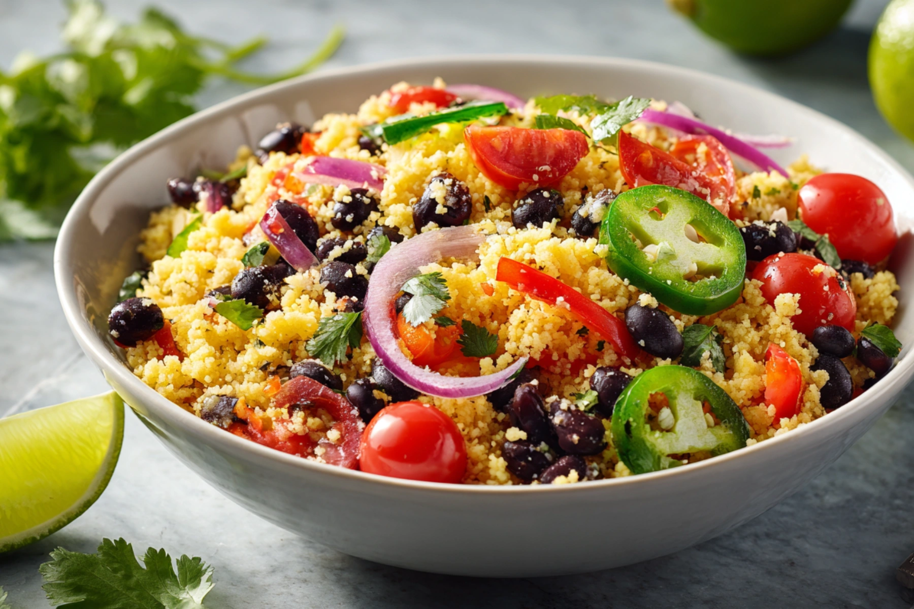Mexican Couscous Salad: 7 Powerful Easy Fresh Recipe 2 mexican couscous salad with cauliflower rice and black beans
