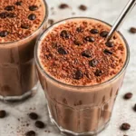 Delicious iced coffee smoothie made with brewed coffee and frozen banana
