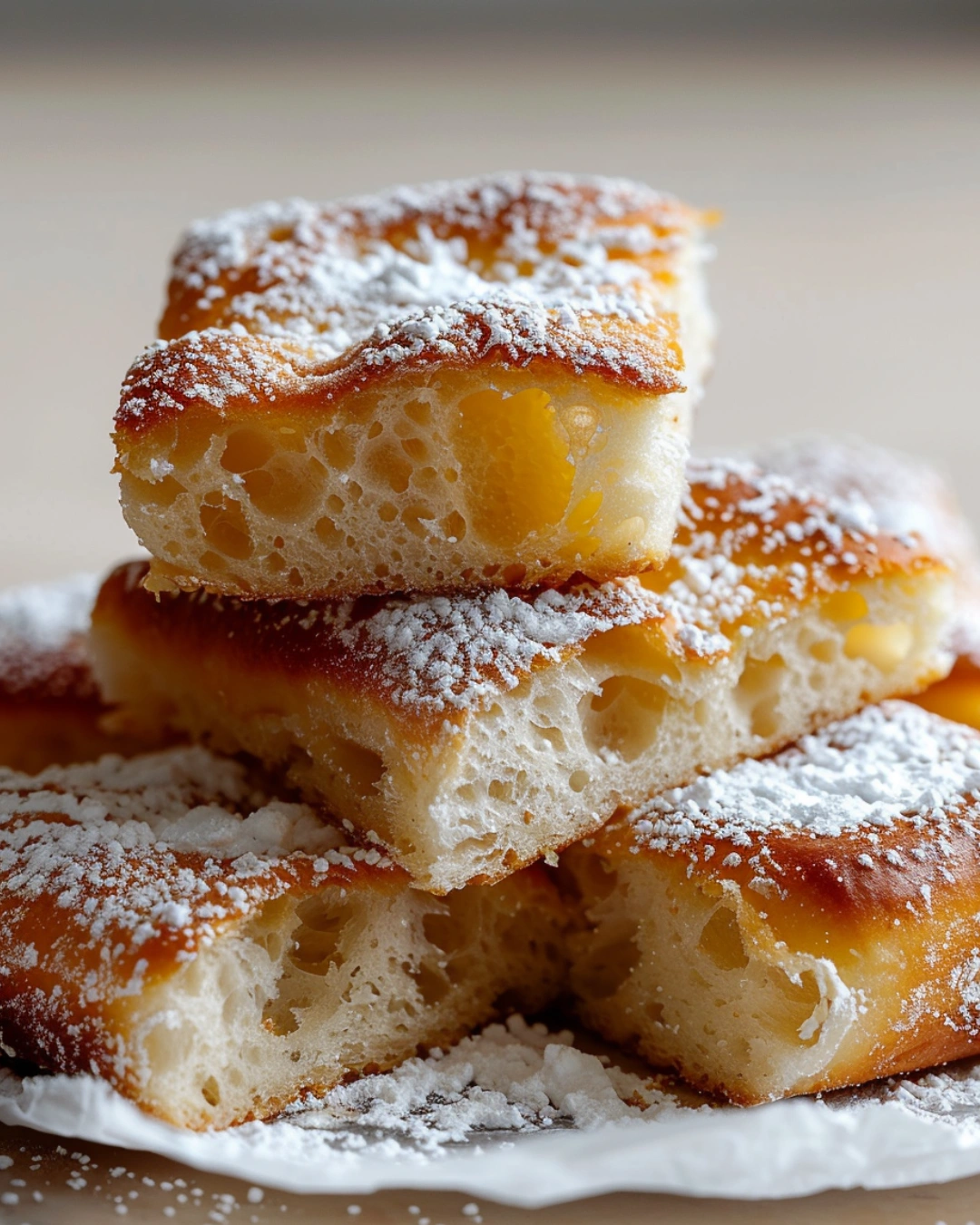 serving donut focaccia slices