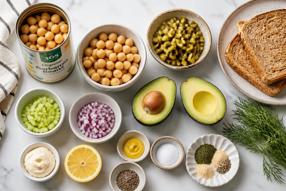 Chickpea Avocado Dill Pickle Sandwiche