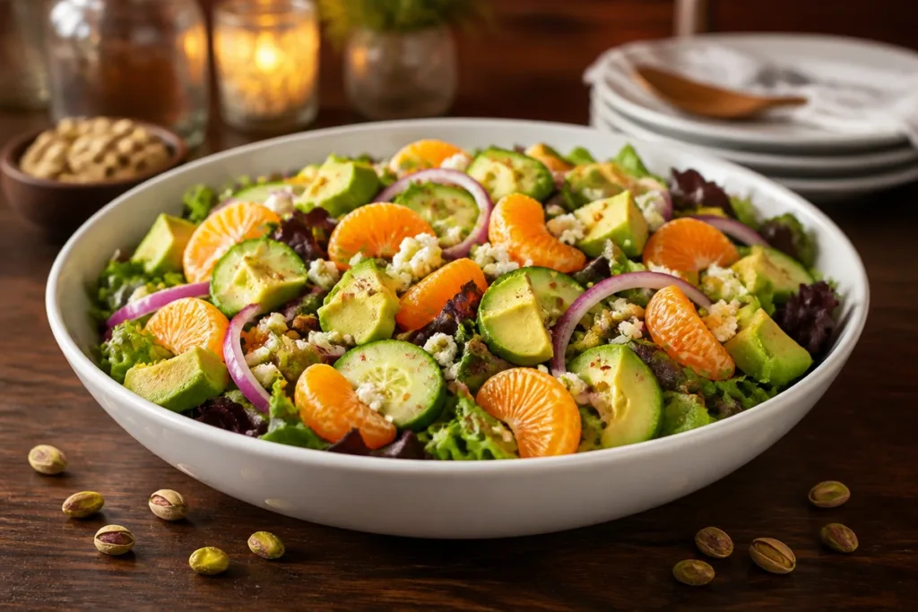 Fresh Clementine Cucumber Salad on serving platter