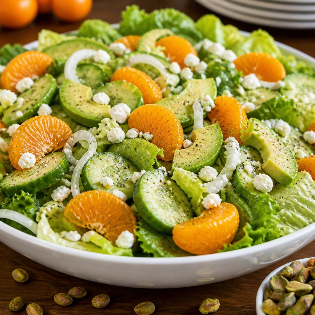 Fresh Clementine Cucumber Salad on serving platter