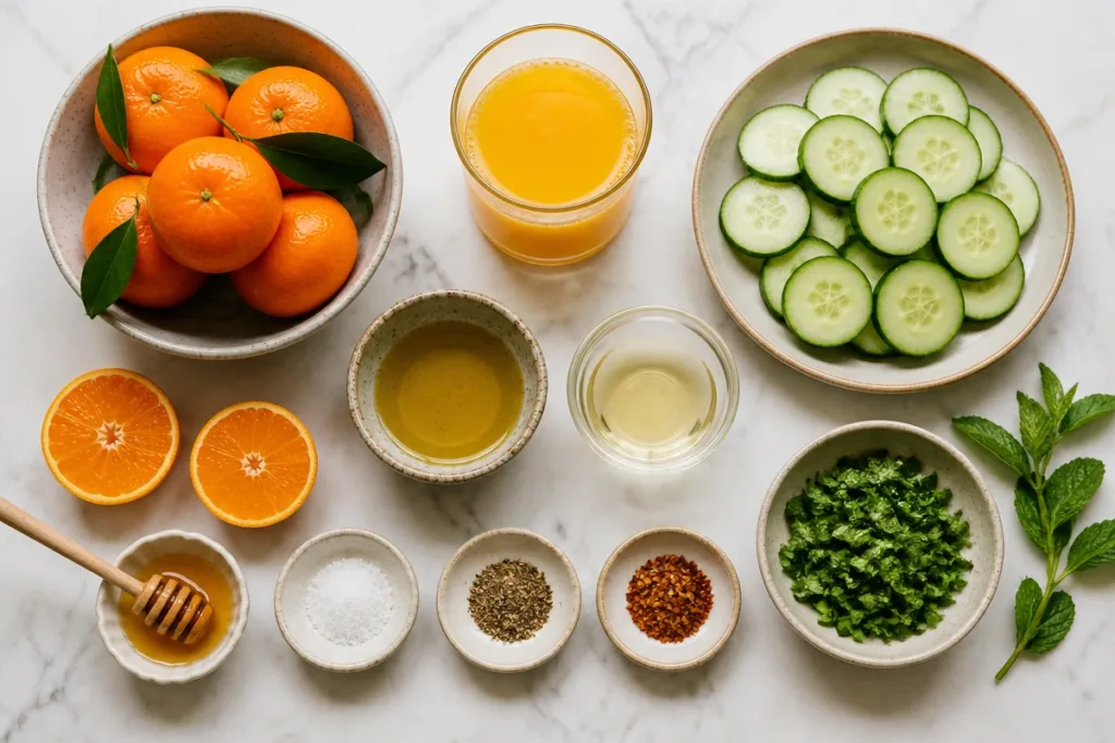 Ingredients for Clementine Cucumber Salad