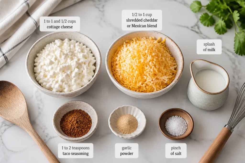 Ingredients for Creamy Cottage Cheese Queso