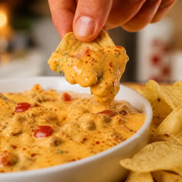 Creamy Cottage Cheese Queso with tortilla chips