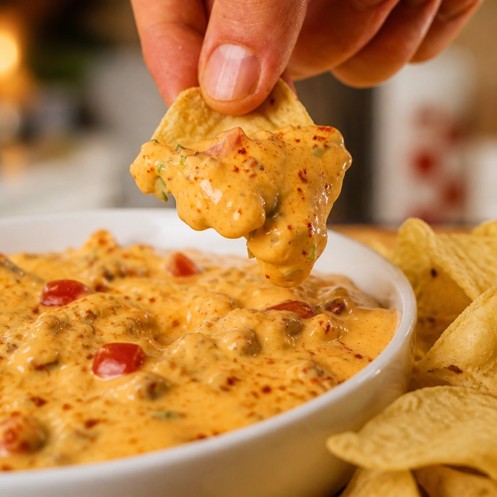 Creamy Cottage Cheese Queso with tortilla chips