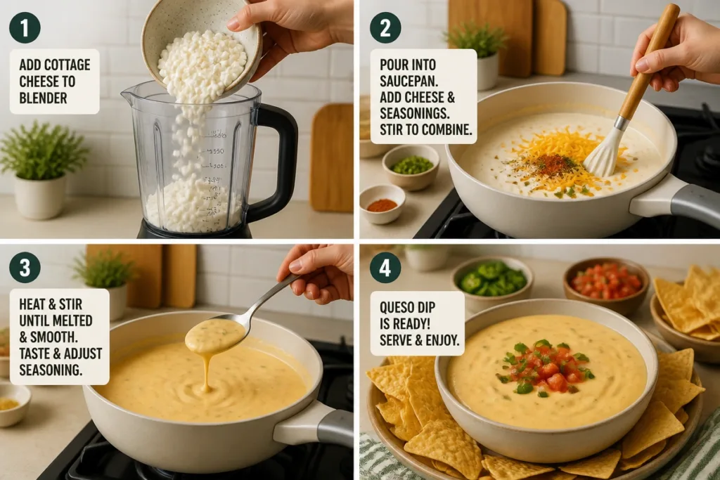 Easy 4-step guide for making Creamy Cottage Cheese Queso at home