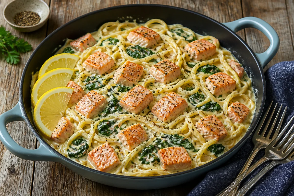 Creamy Salmon Pasta with Spinach: A Cozy Dinner Delight