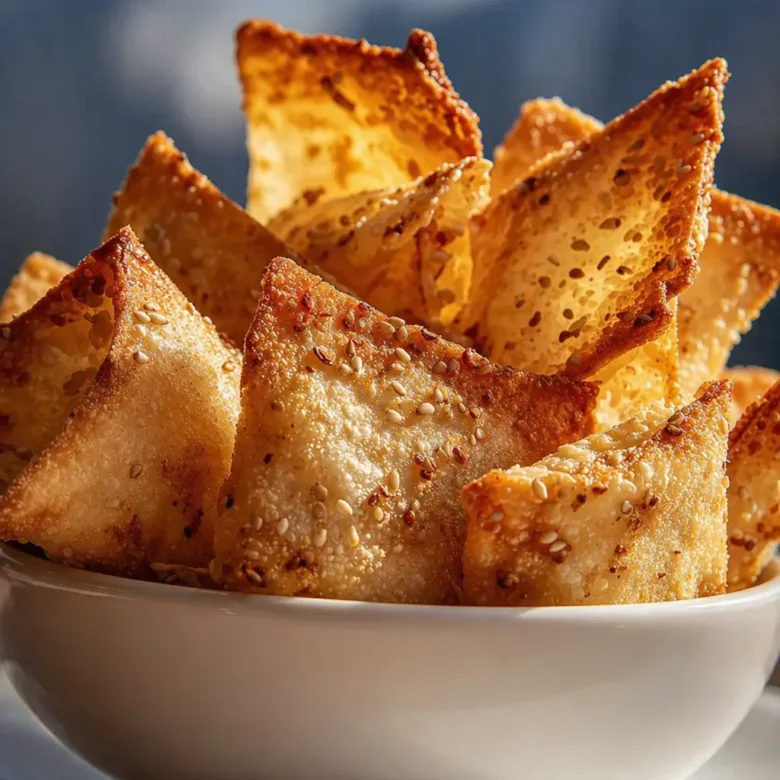 Bowl of crispy Air Fryer Lumpia Chips, a delicious weight loss snack option.