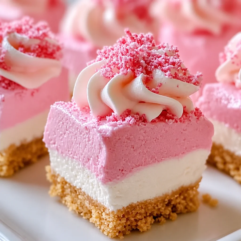 No-Bake Pink Velvet Cheesecake Bites with Graham Cracker Crust and Whipped Cream
