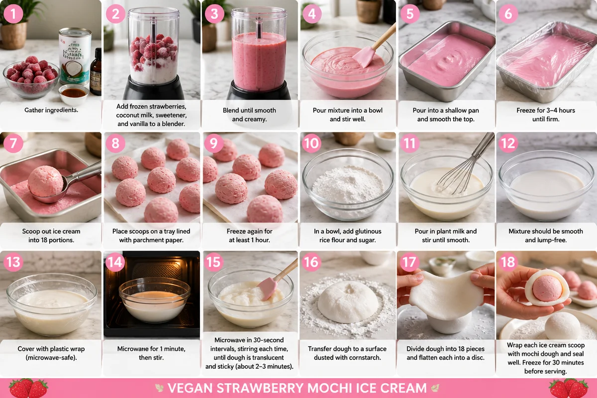 Dive into Delicious Vegan Strawberry Mochi Ice Cream Bliss
