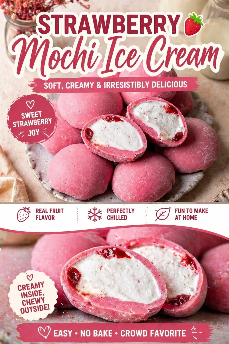 Vegan Strawberry Mochi Ice Cream