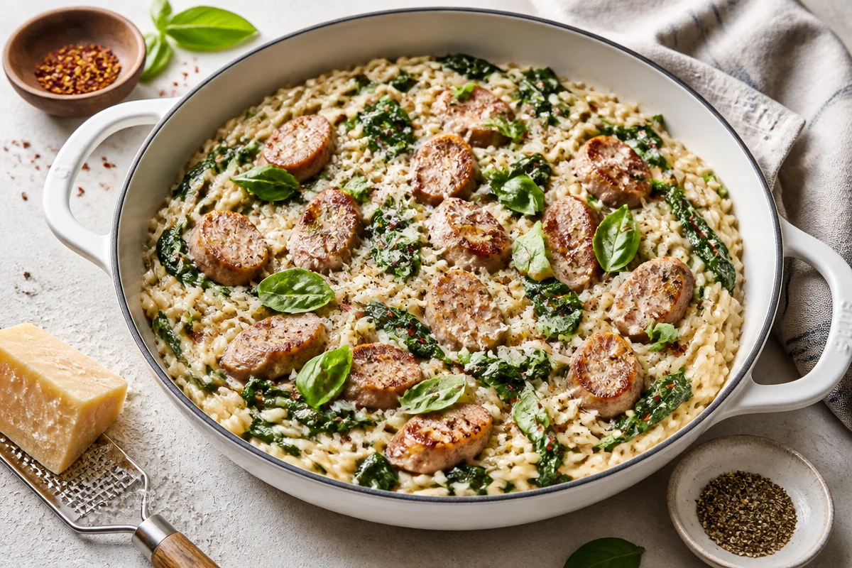 Easy Chicken Sausage Orzo Skillet for Busy Weeknights